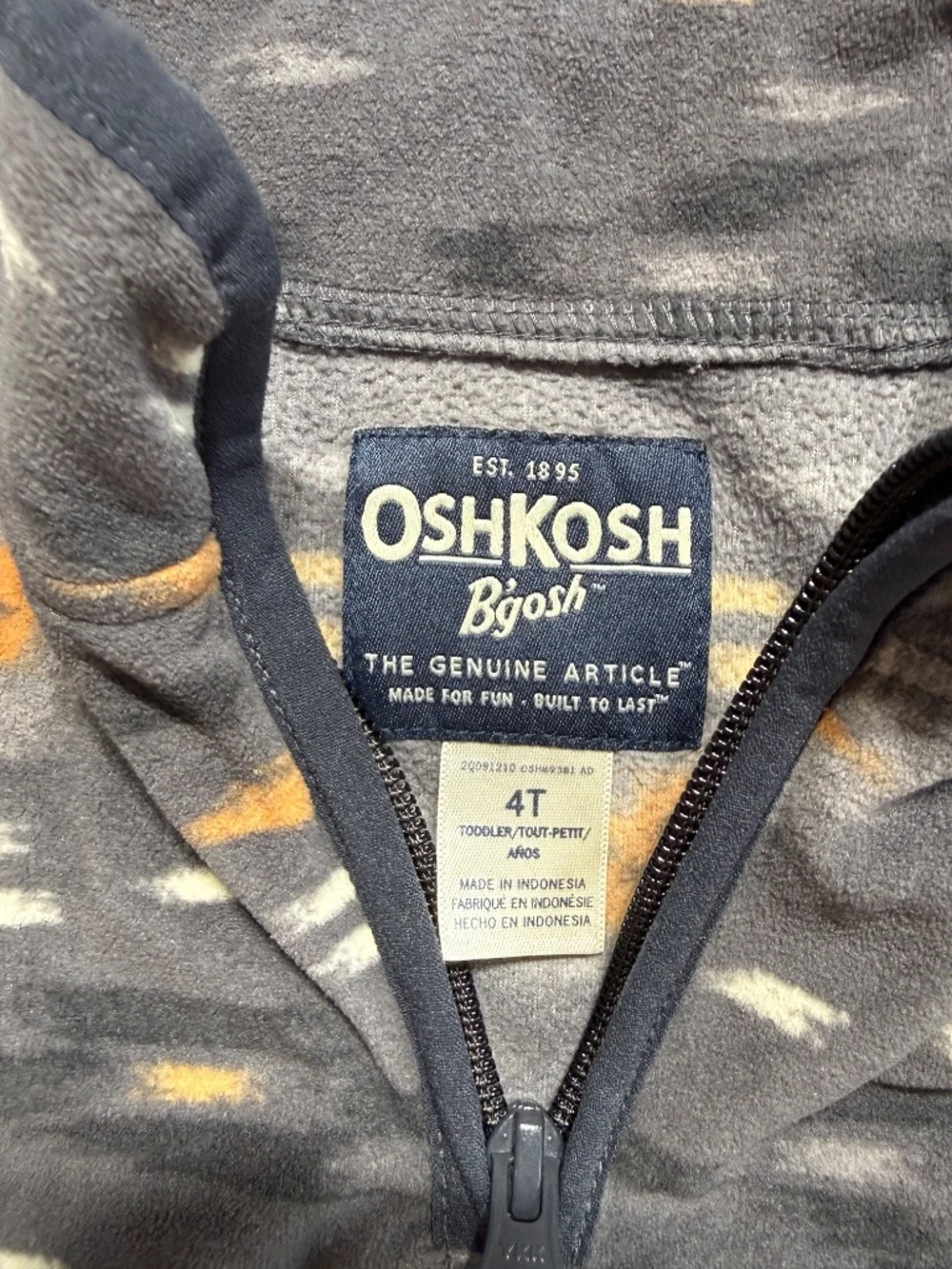 OshKosh B'gosh Tribal Toddler Boy Fleece Half Zip Sweater Size 4T